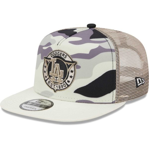 Los Angeles Dodgers Jersey Shop – mens los angeles dodgers new era white chrome camo a-frame 9fifty trucker snapback hat for Every Dedicated Supporter